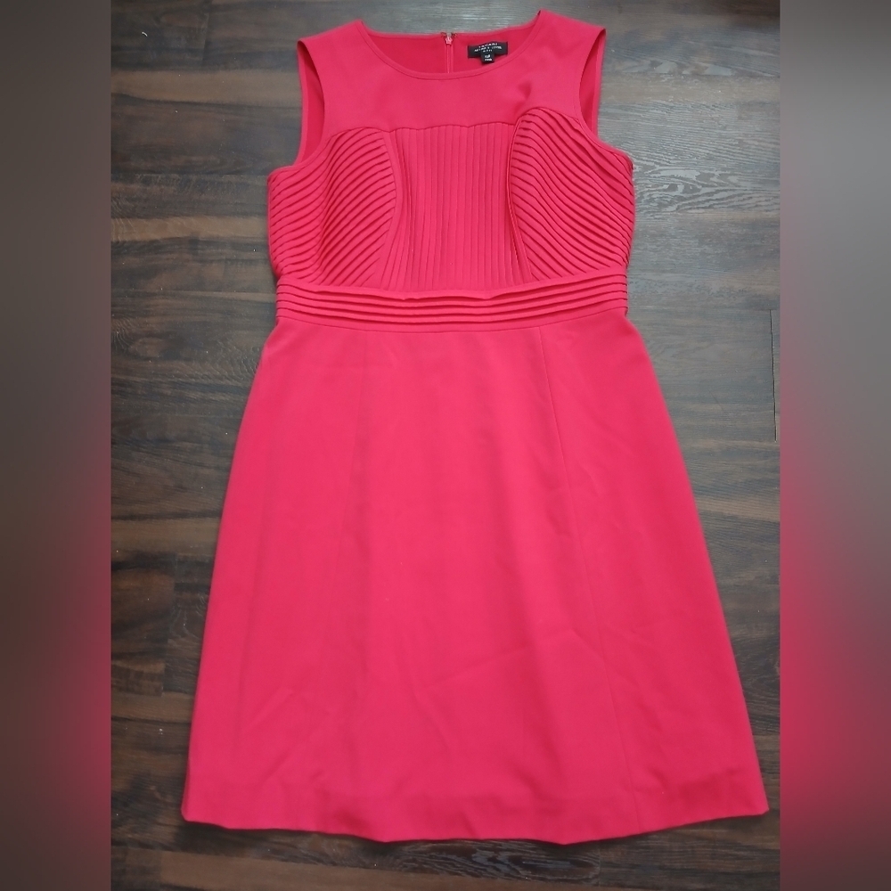 Tahari Orange Pink Sheath Mini Dress Square Neck Sleeveless